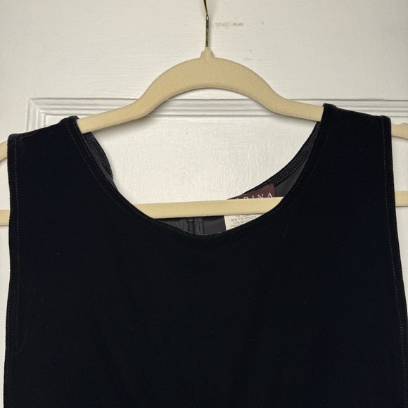 Vintage Marina Elegant Black Sleeveless Velvet Formal Beaded Dress Size 8 - Picture 4 of 11